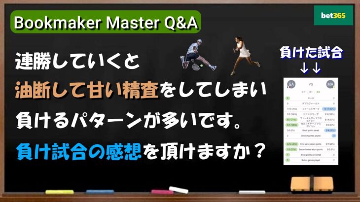 【Bookmaker master Q&A】Gameで負けた試合の感想を頂けますか？【ブックメーカー投資】
