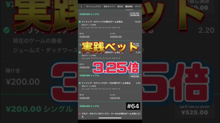 【3.25倍　実践BET】＃64ブックメーカー投資