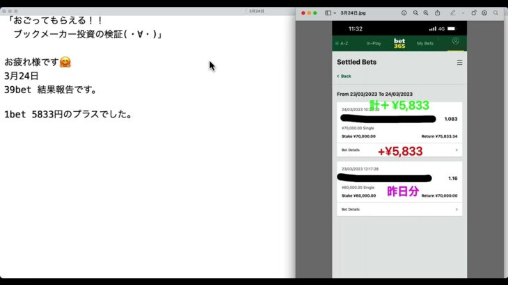 【検証】第1967回目：ブックメーカー投資で1日5,833円ゲット！